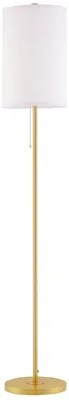 Productafbeelding van Staande lamp, elegante stalen staande lamp met stoffen kap, woonkamerlamp, trekschakelaar, goud+wit