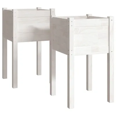 Produktbild von vidaXL Pflanzkübel 2 Stk. Weiß 40x40x70 cm Massivholz Kiefer