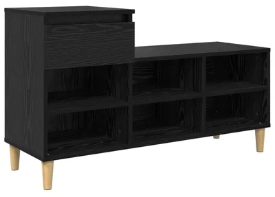Image de vidaXL Armoire à chaussures avec rangement noir aspect chêne 102 x 36 x 60 cm