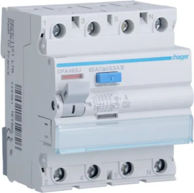 Produktbild von HAGER RCCB Fehlerstromschutzschalter 3P+N 63A 300mA 6kA S CPA463J