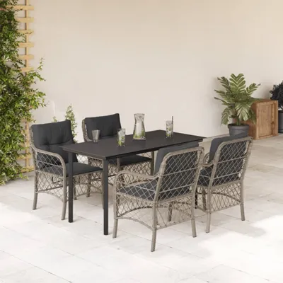 Produktbild von Möbel 5-tlg. Garten-Essgruppe mit Kissen Hellgrau Poly Rattan 2024