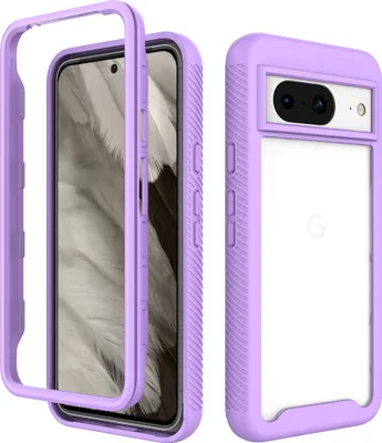 Produktbild von Google Pixel 8 Hülle, Hybrid Transparente Rückseite TPU Bumper Stoßfest Schutzhülle für Google Pixel 8 Lila