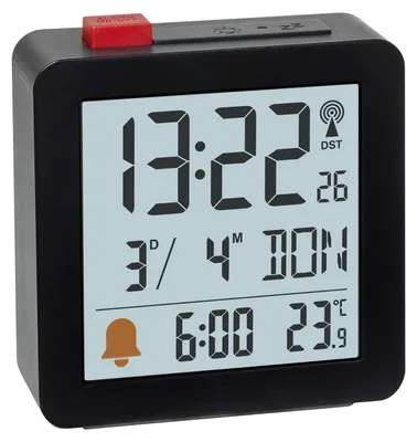 Zdjęcie produktu dla TFA-Dostmann 60.2566.01, Cyfrowy budzik, Prostokąt, Czarny, Wewnętrzna, Dorosły, -9,9 - 50 °C