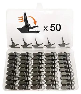Productafbeelding van Tarpclip canvasclip krokodillenklem - 50 stuks - Kunststof - Zwart