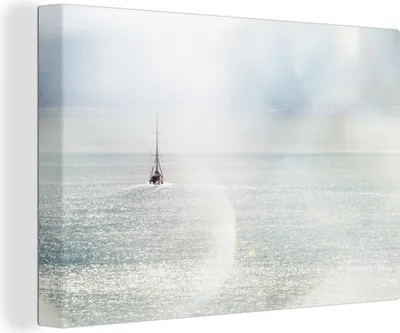 Produktbild von MuchoWow® - Leinwandbilder - Segelboot segelt vor der Küste von Schottland, Wandbild, Wanddeko Bilder Wohnzimmer, 120x80 cm