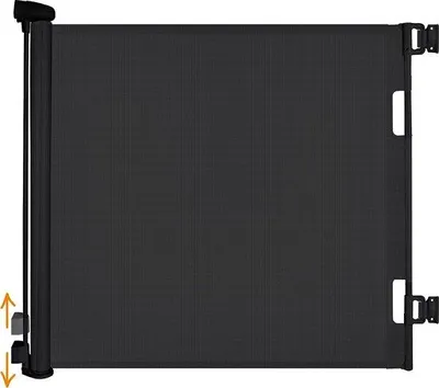 Produktbild von Türschutzgitter, Treppengitter, ausziehbar, Breite 0–140 cm, Höhe 83 cm, Rollgitter, Absperrgitter, Treppenschutzrollo für Babys, Kinder, Welpen, schwarz