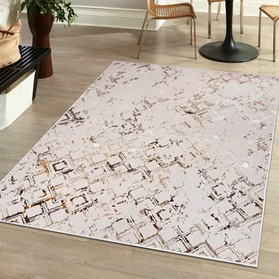 Produktbild von Teppich 160 x 230 cm Beige Creme mit Gold / MZ25C Abstrakt