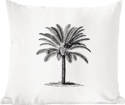 Produktbild von MuchoWow® Zierkissen Sofakissen Wohnzimmer Dekokissen 50x50 cm Retro - Palme - Komfort - Sofakissen