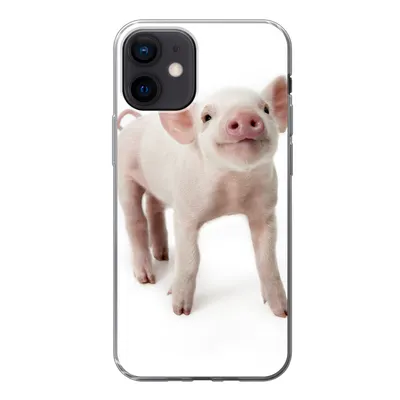 Produktbild von MuchoWow® Handyhülle Schutzhülle Hülle für iPhone 12 Schwein - Tiere - Weiß Silikon Softcase Handy Hülle - Schutzhülle