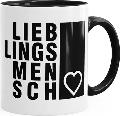 Produktbild von Kaffee-Tasse Lieblingsmensch Geschenk-Tasse Freundschaft Partner Freundin Innenfarbe MoonWorks® schwarz unisize