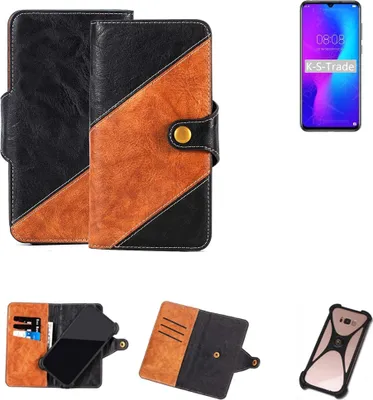 Produktbild von K-S-Trade Handyhülle Schutzhülle Bookstyle Case Wallet-Case kompatibel mit Doogee Y9 Plus Handy Cover Bumper Klapphülle schwarz hellbraun 1x