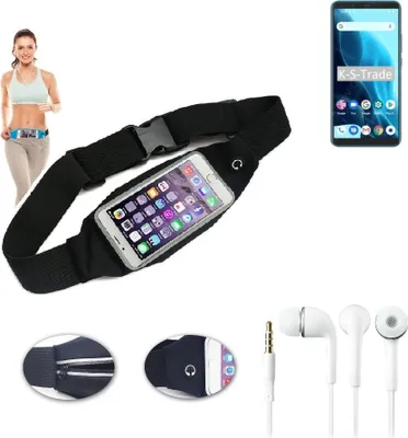 Produktbild von K-S-Trade Bauchtasche Gürteltasche kompatibel mit Cubot Note 9 schwarz + Kopfhörer. Sport Running Jogging Fitness Laufen Umhängetasche Exercise