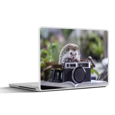 Produktbild von MuchoWow® Laptop Aufkleber Sticker Cover Igel auf einer Kamera 36.5x27.5 cm - Laptop-Sticker