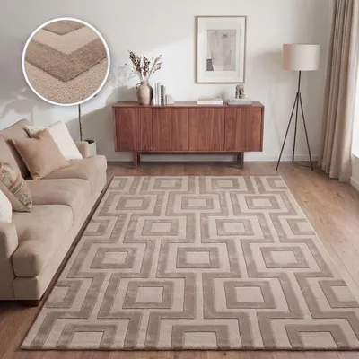 Produktbild von TT Home Wohnzimmer Teppich Esszimmer Kurzflor Boho Design Skandinavisch Abstrakte Optik Unifarben Hoch-Tief-Effekt Modern Größe 80x150 cm