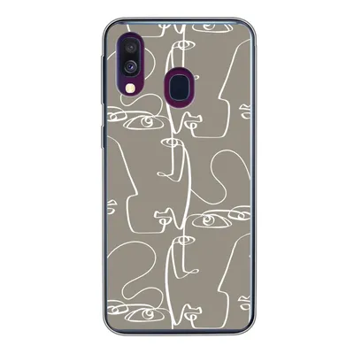 Produktbild von MuchoWow® Handyhülle Schutzhülle Hülle für Samsung Galaxy A40 Muster - Kopf - Strichzeichnung Silikon Softcase Handy Hülle - Handy-Tasche