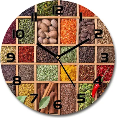 Produktbild von Wanduhr aus Glas 30fi Glasbild Glasuhr Gehärtetes Glas - schwarze-zeiger - Spices and herbs