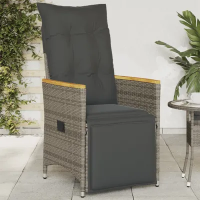 Produktbild von Möbel Gartensessel Verstellbar mit Kissen Grau Poly Rattan - Gartenstühle &15276