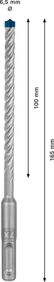 Image de Bosch Forets à marteau EXPERT 6,5x100x165mm VE à 1 pièce SDS plus-7X, 2608900078
