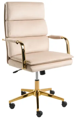 Produktbild von BELIANI Bürostuhl Hellbeige Samtstoff mit Goldenem Gestell Drehbar Höhenverstellbar Neigbare Rückenlehne Glamouröser Stil Schreibtischstuhl Homeoffice