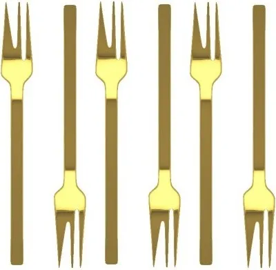 Produktbild von MEPRA KUCHENGABELN 6 tlg. SET Dessertgabeln Edelstahl Gabeln Kuchen Golden