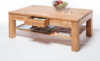 Produktbild von Couchtisch mit Schubfach 70x115x46cm Kernbuche geölt NEU