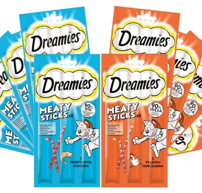 Produktbild von Leckerli Dreamies Meaty Sticks 10x30g Ergänzungsfutter für Katzen mit Lachs und Huhn