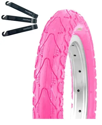 Obrázok produktu pre 1 x Plášt Kenda K-935 Kahn pre bicykel, rozmer 62-203 (12 1/2 x 2 1/4), ružová farba, vrátane páčidiel na montáž plášťov