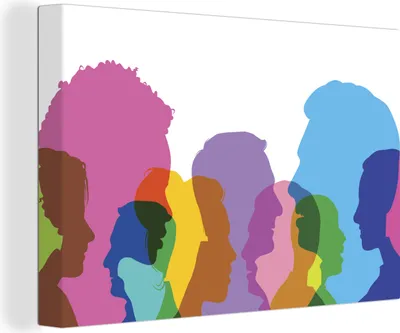 Produktbild von OneMillionCanvasses® - Leinwandbilder - 140x90 cm, Illustration einer Familie in Farbe, Wandbilder Kunstdruck Wanddekoration - Foto auf Leinwand - Gemälde auf Holzrahmen