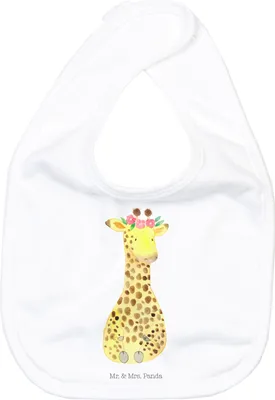 Produktbild von Mr. & Mrs. Panda Lätzchen Giraffe Blumenkranz - Weiß - Geschenk, Schlabberlätzchen, Spucklätzchen, Schlabberlatz, Abenteurer, Für Babys, Selbstliebe, Afrika, Freundin