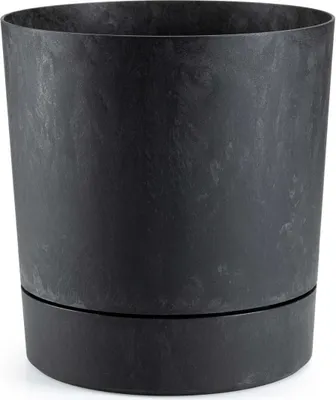 Image de HowHomely | Jardinière Azalea, Béton noir - 22 cm - Pots de fleurs, Moderne, Résistant aux intempéries, avec soucoupe