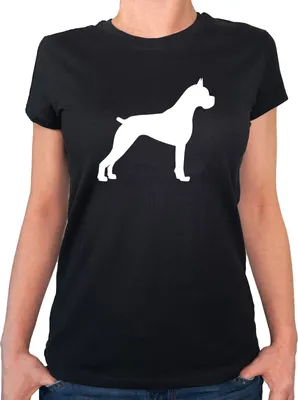 Produktbild von Huuraa Damen T-Shirt Deutscher Boxer Silhouette XXL Black Bio Baumwolle Fairtrade Damenshirt Geschenkidee
