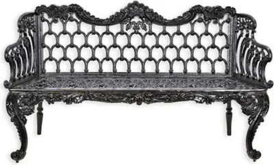 Produktbild von Casa Padrino Barock Gartenbank Schwarz 159 x H. 93 cm - Prunkvolle Gusseisen Garten Sitzbank - Gusseisen Gartenmöbel - Barock Garten Möbel - Garten Möbel im Barockstil
