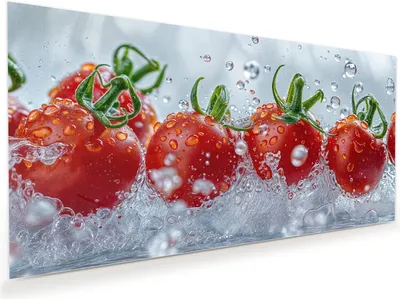 Produktbild von Glasbild 120x60cm in XXL für Wohnzimmer, Schlafzimmer Motiv Wassertomaten