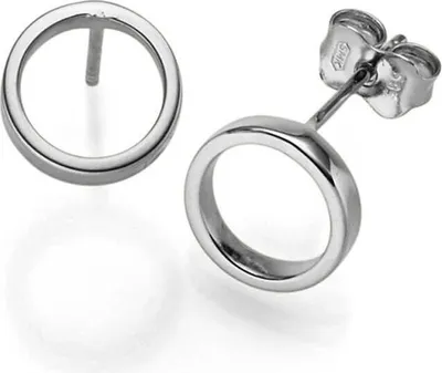 Produktbild von Paar Ohrstecker Ring Ø9mm aus 585 Weißgold Ohrringe Ohrschmuck schlicht glänzend