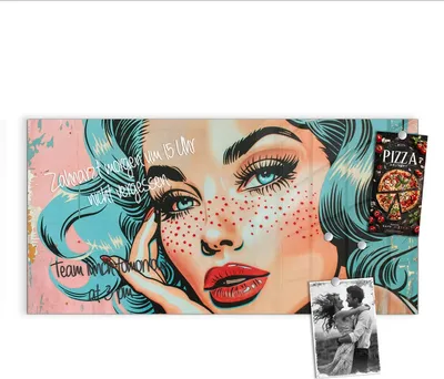 Produktbild von Magnettafel 100x50cm Pinnwand Whiteboard beschreibbar - Pop Art Porträt