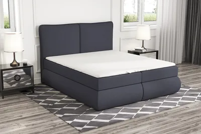 Produktbild von Boxspringbett KITI 120 x 200 mit 2 Bettkästen, Bonell-Matratze und Topper. Farbe: Dunkelgrau