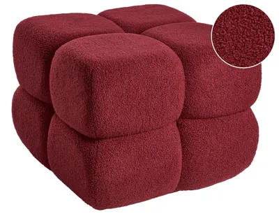 Zdjęcie produktu dla BELIANI Puf bordowy materiał boucle 60 x 60 x 44 cm dodatkowe siedzisko podnóżek nowoczesny minimalistyczny salon sypialnia