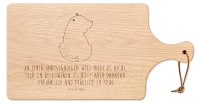 Produktbild von Mr. & Mrs. Panda Hackbrett Bär Schulterblick - Transparent - Geschenk, Holzbrett, Bärenliebe, Brett, Selbstachtung, Motivation, Schneidebrett, Teddy, Frühstücksbrettchen