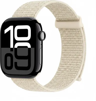 Produktbild von Smartwatch Armband für Apple Watch Series 11 46mm Nylon Textil Band Ersatzband Wechselband Klettverschluss flexibel atmungsaktiv Beige