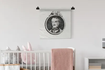 Produktbild von MuchoWow® Wandteppich Wandbehang Porträt von Edgar Allan Poe - Edouard Manet 60x60 cm Tapisserie Dekoration Wandtuch - Dekorationen - Wand Decke