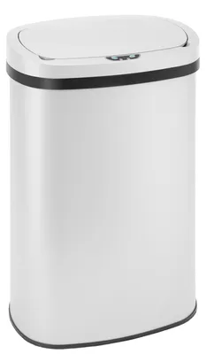 Immagine prodotto di Contenitore per rifiuti da cucina con sensore e coperchio | Acciaio inossidabile | 50 litri | Bianco