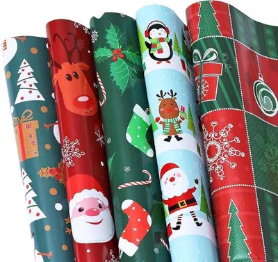 Produktbild von Famanu Geschenkpapier Set - 5 Bögen 70 x 50 cm - Für Geburtstag, Ostern, Weihnachten und mehr