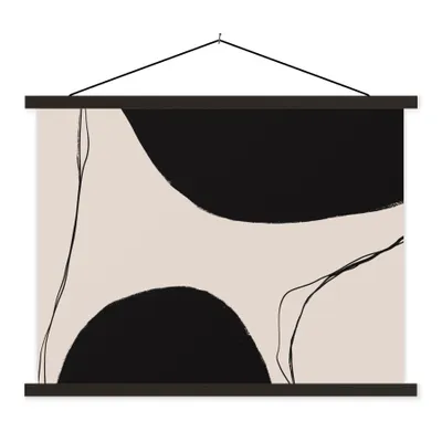 Produktbild von MuchoWow® Textilposter Pastell - Schwarz - Minimalismus 150x113 cm mit schwarzem Rahmen - Wohnzimmer