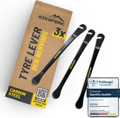 Produktbild von BikePeak Reifenheber Ben Nervous Kohlenstoffstahl 3er Set für Mountainbike, Rennrad, Citybike, E-Bike