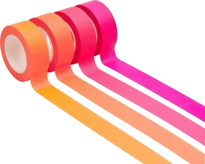 Produktbild von Rico Design Tape Set Neon Rottöne 4 Stück 1.5 cm x 10 m Klebeband Deko Basteln
