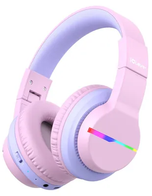 Obrázek produktu pro Bluetooth sluchátka BTH12 pro děti, s LED osvětlením, 85 hodin výdrže, růžová barva, ideální na cesty
