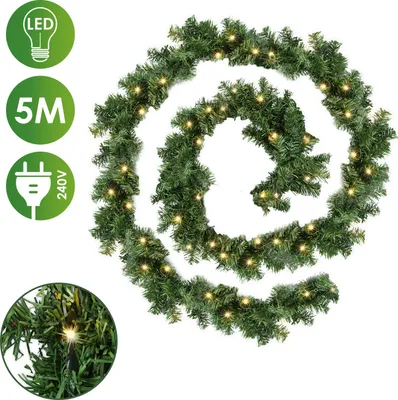 Immagine prodotto di Jayseuw ghirlanda di Natale con luci Decorazione con luci di fata 100 LED per interni esterni verde 5M