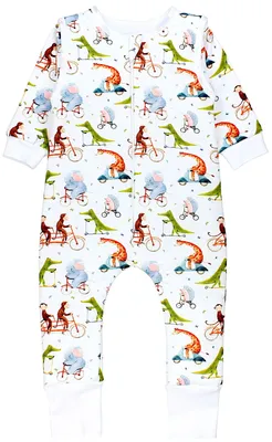 Produktbild von TupTam Baby Schlafsack Baumwolle 2.5 TOG mit Füßen & abnehmbaren Ärmeln, Herbst Winter, warm & atmungsaktiv, Farbe: Tiere auf Fahrzeug, Größe: 116-122