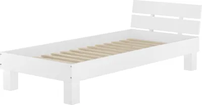 Produktbild von Massivholzbett in Überlänge 90x220 Buche Holzbett waschweiß Zubehör wählbar V-60.86-09-220WRollrost inkl.