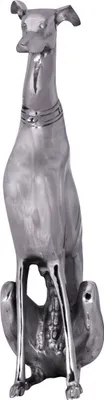 Immagine prodotto di Decorazione di design "Dog" in alluminio argentato: scultura di levriero, statua di cane